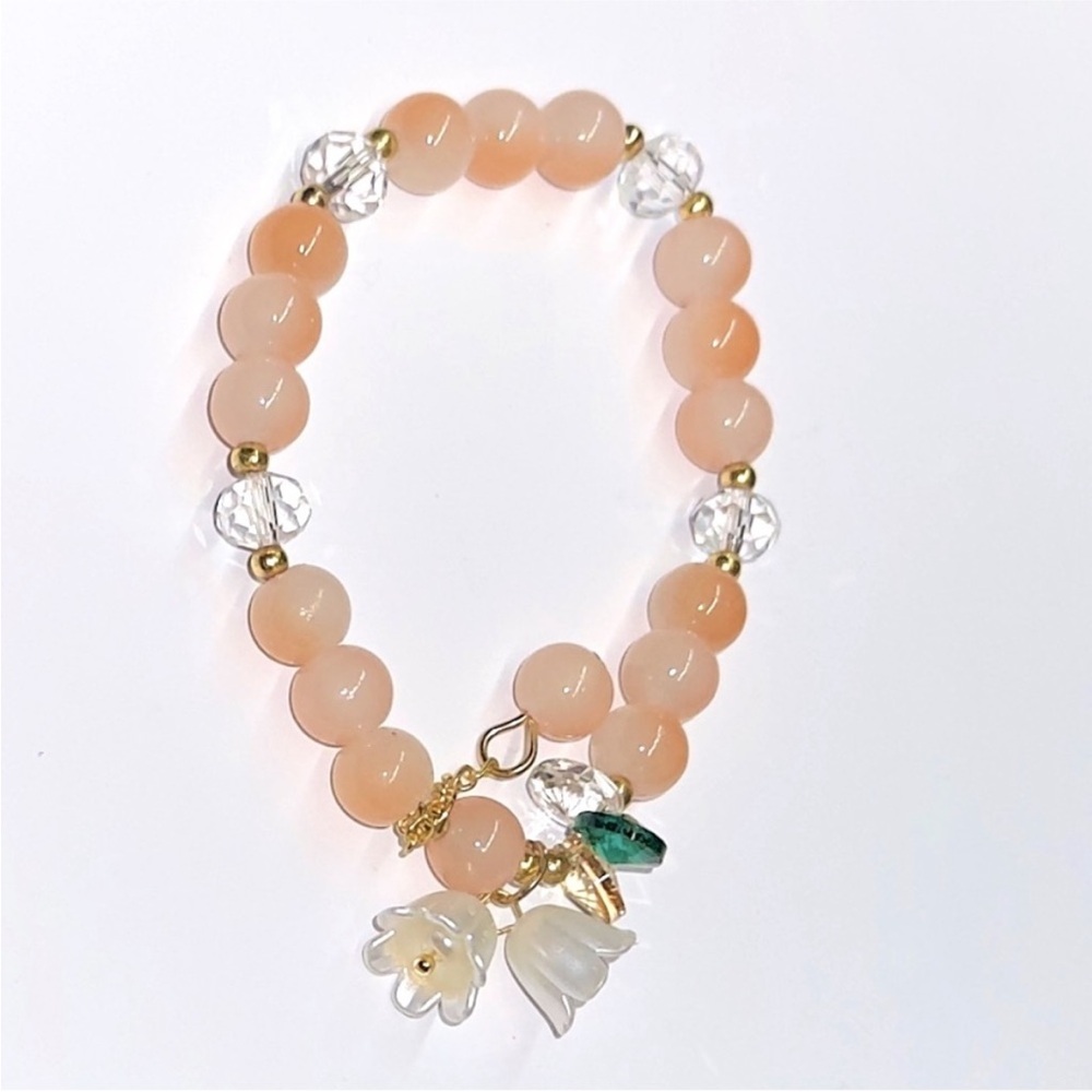 UNBRANDED STRETCH  Bracelet With Lily Of The Valley GLASS BEADS - Picture 2 of 8